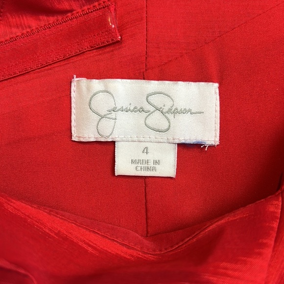 Jessica Simpson formal wear one shoulder ruffle. red dress size 4. - Picture 7 of 13